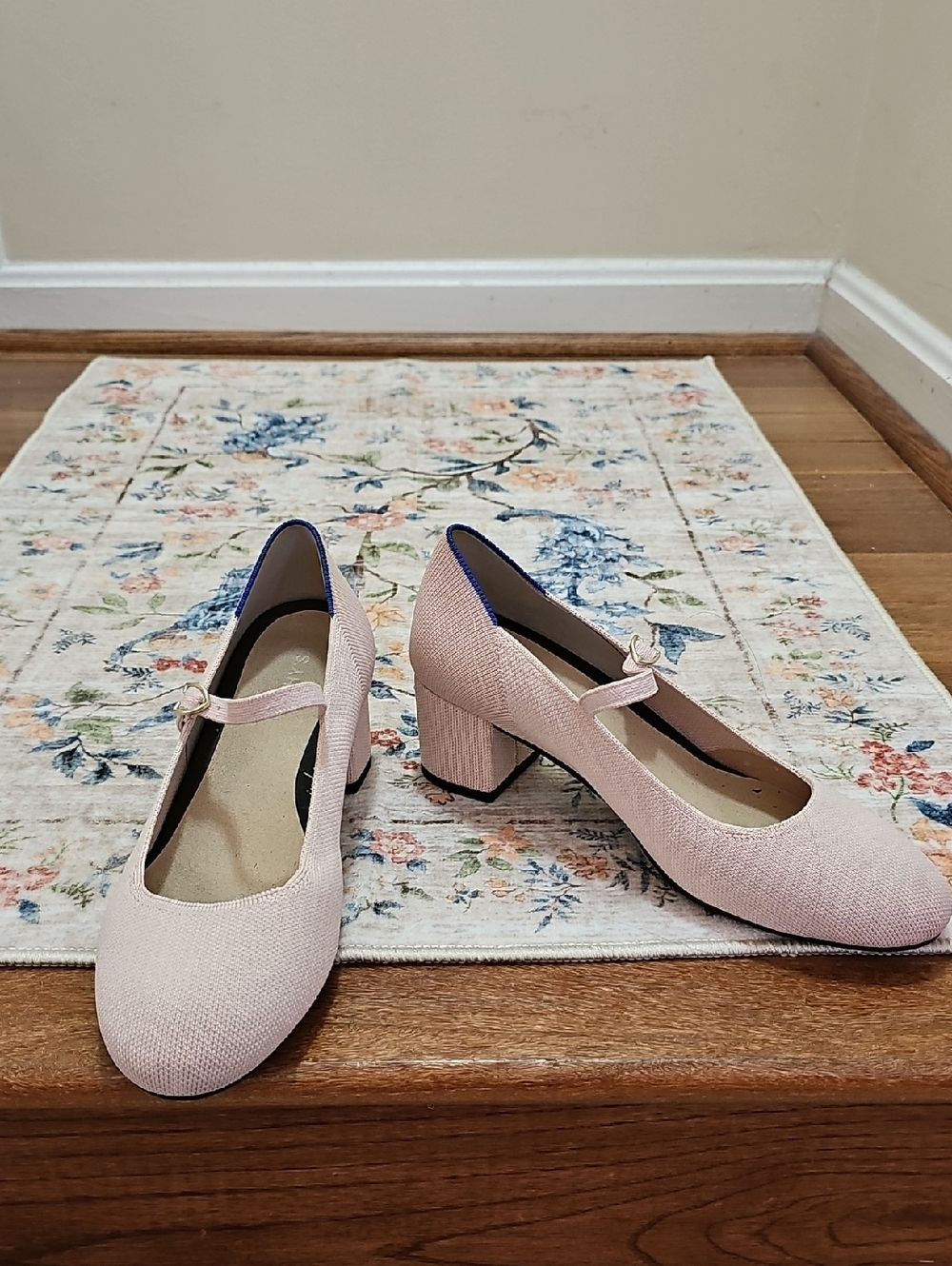 Rothys Women’s Pink Mary Jane Block Heel Pumps